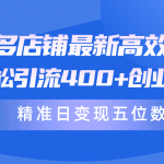 （10041期）拼多多店铺最新高效引流术，轻松引流400+创业粉，精准日变现五位数！