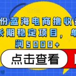 4月份蓝海电商撸收益技术，长期稳定项目，单月利润5000+