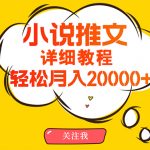 （10000期）简单操作，月入20000+，详细教程！小说推文项目赚钱秘籍！