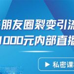 （9850期）仅靠分享一条朋友圈裂变引流自动成交2小时1000内部直播课程