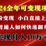 （9831期）2024 全年可变现项目，一天的收益至少2000+，上手非常快，无门槛