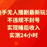 （9769期）快手无人播剧最新玩法，实测24小时不违规不封号，实现睡后收入