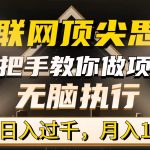 （9311期）互联网顶尖思维，手把手教你做项目，无脑执行，轻松日入过千，月入10W+