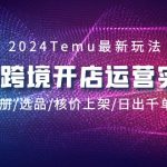 （9208期）2024Temu跨境开店运营实战课，开店注册/选品/核价上架/日出千单实战课