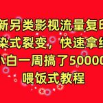 全新另类影视流量复印机，传染式裂变，快速拿结果，小白一周搞了50000+，喂饭式教程