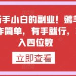 最适合新手小白的副业！薅羊毛+躺赚，操作简单，有手就行，轻松日入四位数