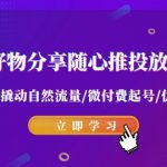 2024好物分享随心推投放实战课 随心推撬动自然流量/微付费起号/优化产出