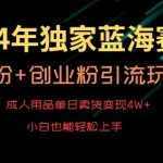 2024年独家蓝海赛道，成人用品单日卖货变现4W+，男粉+创业粉引流玩法，不愁搞不到流量