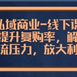 私域商业线下课，有效提升复购率，解决现金流压力，放大利润