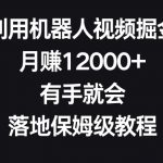 利用机器人视频掘金，月赚12000+，有手就会，落地保姆级教程