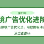跨境广告·优化进阶课·第23期，8*15数模广告优化法，用数据驱动决策