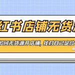 （8822期）小红书店铺-无货源，教你如何无货源开店铺，找对自己定位
