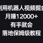 （8801期）利用机器人视频掘金，月赚12000+，有手就会，落地保姆级教程