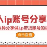 2023个人ip账号分享课，90分钟分享做ip带货账号的经历