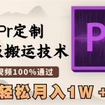 （8602期）最新Pr定制模版搬运技术，中视频100%通过，几分钟一条视频，轻松月入1W＋