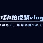 （8599期）从0到1拍视频vlog-变现课，5分钟每天，每月多赚1W（22节课）