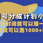 （8232期）视频号分成计划小项目：几天时间就可以爆一条，两天就可以跑1000+利润