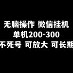 （8119期）无脑操作微信挂机单机200-300一天，不死号，可放大
