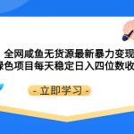 （8069期）全网咸鱼无货源最新暴力变现 绿色项目每天稳定日入四位数收益