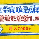 （7954期）小红书商单最新玩法，8篇笔记涨粉1.6w，几分钟一个笔记，月入7000+