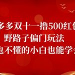 拼多多双十一撸500红包野路子偏门玩法，啥也不懂的小白也能学会【揭秘】