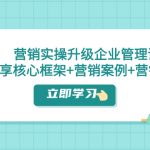 （7821期）营销实操升级·企业管理课：分享核心框架+营销案例+营销工具（课程+文档）