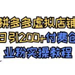 （7571期）拼多多虚拟店铺日引200+付费创业粉实操教程