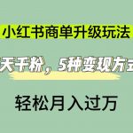 （7312期）小红书商单升级玩法，5天千粉，5种变现渠道，轻松月入1万+