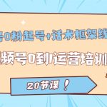 （7269期）视频号·0粉起号+话术框架线上课：视频号0到1运营培训班（20节课）