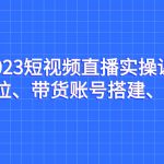 （7081期）2023短视频直播实操课，账号定位、带货账号搭建、选品等