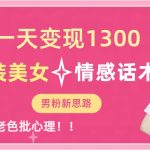 （6783期）一天变现1300，泳装美女+情感话术，直击老色批心灵，提供素材，无脑矩…