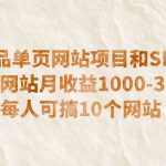 （6503期）暴利单品单页网站项目和SEO策略  每个网站月收益1000-3000  每人可搞10个