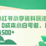 （6249期）小红书小学资料玩法，0成本小白可做日入500+（教程+资料）