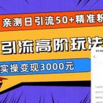 （5739期）实测日引50+精准粉，闲鱼引流高阶玩法3.0，实操变现3000元