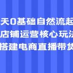 （5350期）7天0基础自然流起号，店铺运营核心玩法，0-1搭建电商直播带货账号