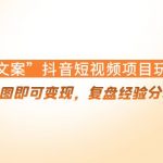 （4248期）“毒文案”抖音短视频项目玩法，小程序拿图即可变现，复盘经验分享给大家