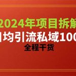 （10289期）2024项目拆解日均引流100+精准创业粉，全程干货