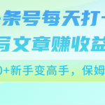 头条号每天打卡写文章赚收益，日产50+新手变高手，保姆级教程