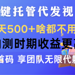 （10327期）一键托管代发视频，一天500+啥都不用管，内测时期收益更高，抢首码，享…