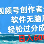 （10339期）视频号创作者分成4.0，软件无脑原创，轻松过分成计划，日入600+