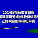 2024短视频带货教程：0基础剪辑速成/爆款剪辑思维/让好视频加持涨粉带货