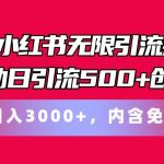 最新小红书无限引流插件全自动日引流500+创业粉 轻松日入3000+，内含免费软件