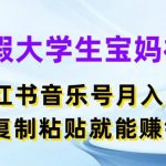 暑假大学生宝妈福利，小红书音乐号月入5000+，复制粘贴就能赚钱