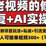 修复老视频的玩法，搬砖+引流的变现(可持久)，单条收益300+